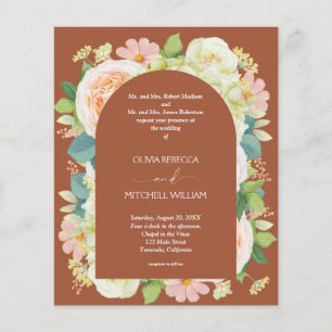 Budget Floral QR Code Terracotta Wedding Invites
