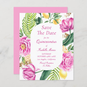 Budget Floral Quinceañera Save The Dates