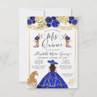 Budget Floral Royal Blue Latina Charra Quinceanera
