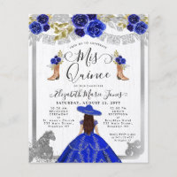 Budget Floral Royal Blue Silver Charra Quinceanera