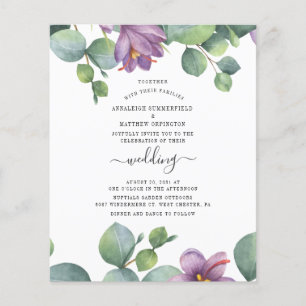 Budget Floral Script Eucalyptus Wedding Invitation