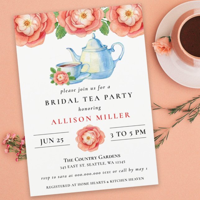 Budget Floral Tea Party Bridal Shower Invitation (Creator Uploaded)