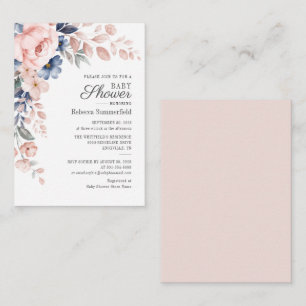 Budget Floral Watercolor Blue Pink Baby Shower Card