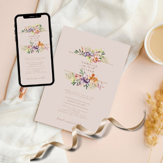 Budget Floral Wedding Invitations Boho Wildflowers