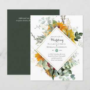 BUDGET Floral Wedding Invitations Purple Orange