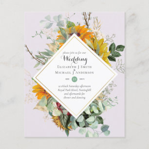 BUDGET Floral Wedding Invitations Purple Orange Flyer