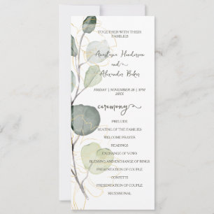 Budget Floral Wedding Program card. Invitation