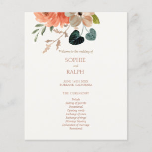 Budget Floral Wedding Program Ivory Paper Sheet