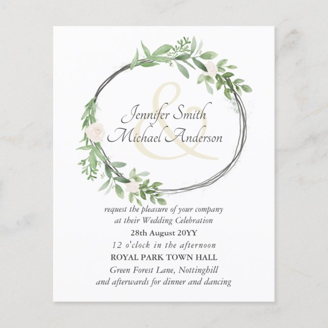 Budget Floral Wreath Leaves Wedding Ampersand (Front)