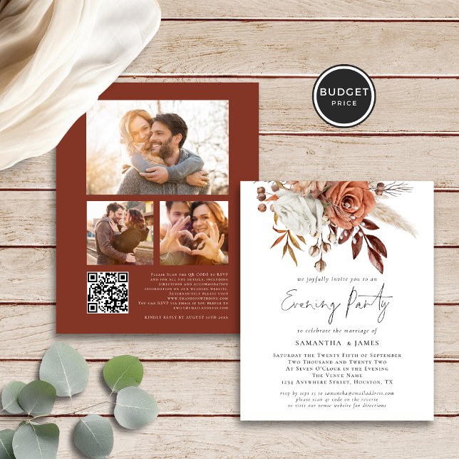 Budget Florals 3 Photos Wedding Evening Party (Front and back view)