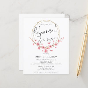 Budget Florals Wedding Rehearsal Dinner Invitation