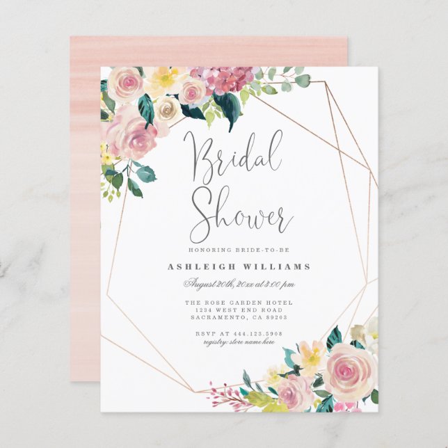 Budget Flowers Greenery Geometric Bridal Shower (Front/Back)