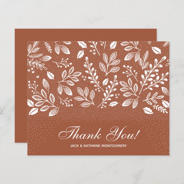 Budget Foliage White Script Terracotta Thank You (Front/Back)