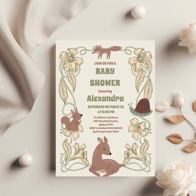 Budget Forest Friends Greenery Baby Shower Flyer (Creator Uploaded)
