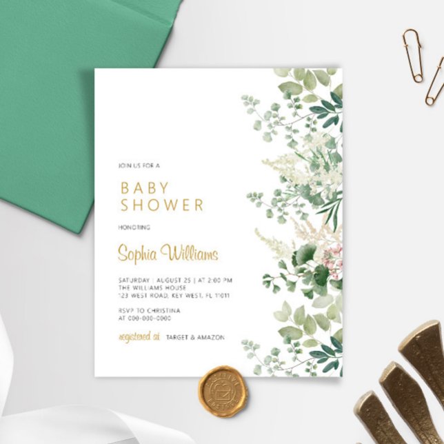 Budget Forest Greenery Baby Shower Invitation (Creator Uploaded)
