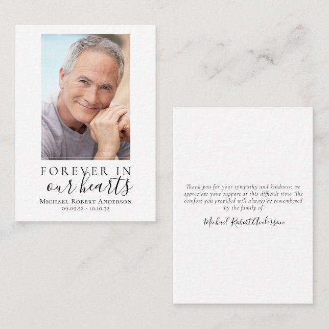 Budget Forever in Our Hearts Photo Thank You Card (Front/Back)