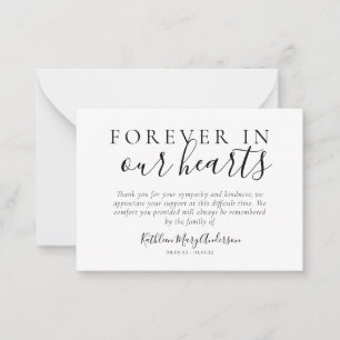 Budget Forever in Our Hearts Thank You Note Card