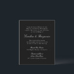 Budget Formal Black Elegant Wedding Invitation<br><div class="desc">Budget Formal Classic Traditional Script Elegant Wedding Invitation with White Text on Black Background</div>