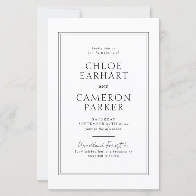 BUDGET Formal Classic Black Square Border Wedding (Front)