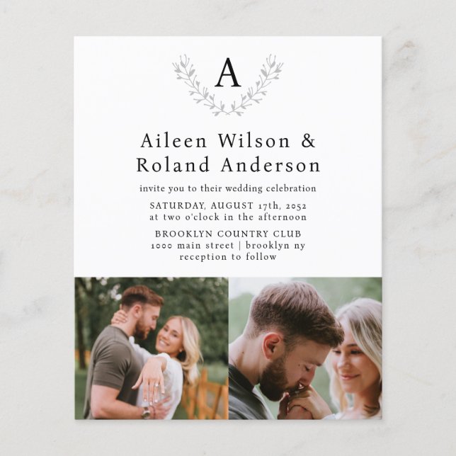 Budget Formal Classic Monogram 3 Photo Wedding (Front)