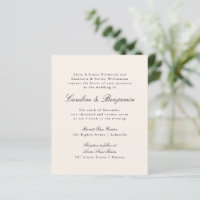 Budget Formal Script Ivory Wedding Invitation
