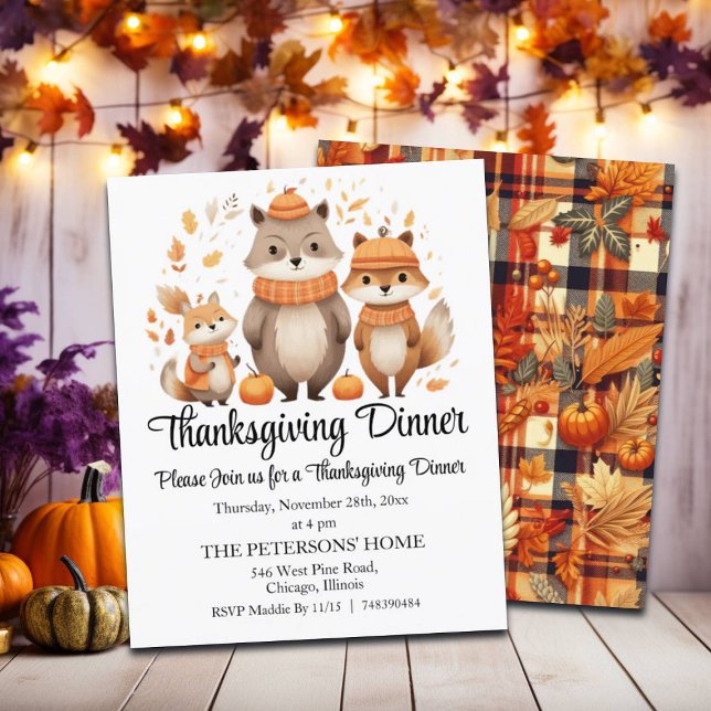 Budget Fox Family Thanksgiving Dinner Invitation (Creator Uploaded)