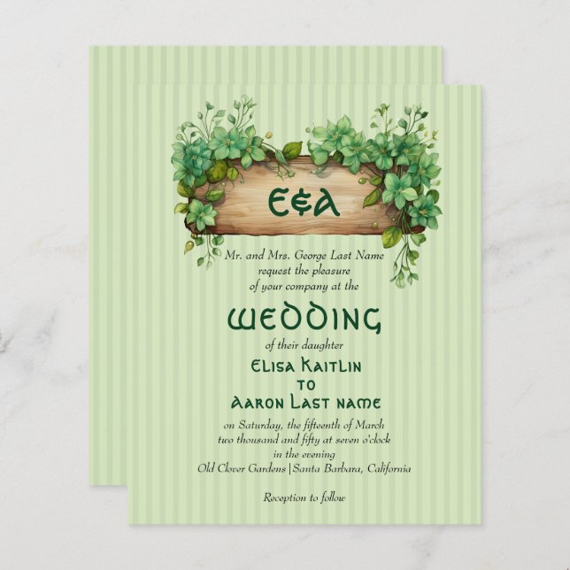 BUDGET Frame St Patrick's Day wedding invitation (Front/Back)