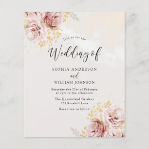 Budget Friendly Blush Floral Wedding Invitation