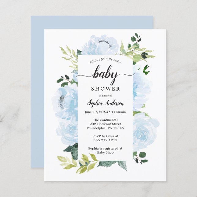 Budget Friendly Fleur Jolie Baby Shower Invitation (Front/Back)