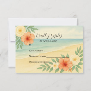 Budget Friendly Floral Beach RSVP Card