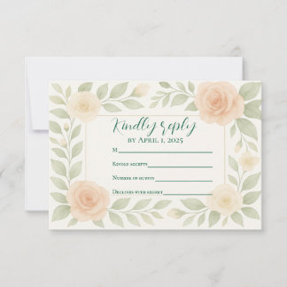 Budget Friendly Floral QR Code RSVP Card
