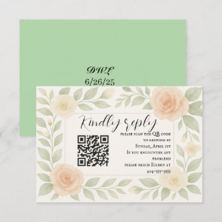 Budget Friendly Floral QR Code RSVP Card