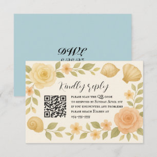 Budget Friendly Rose Shells QR Code RSVP Card