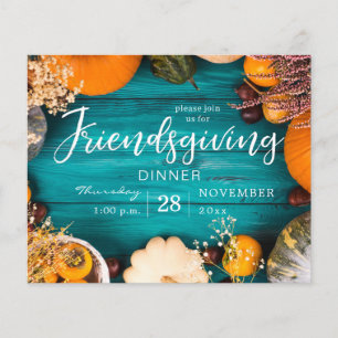 Budget Friendsgiving Dinner Feast Blue Pumpkin Flyer