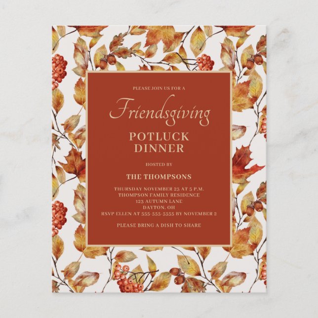 Budget Friendsgiving Potluck Foliage Thanksgiving  (Front)