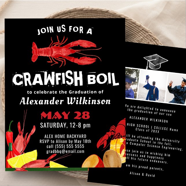 BUDGET Fun Crawfish Boil GRAD 3 Photo Invitation (Creator Uploaded)
