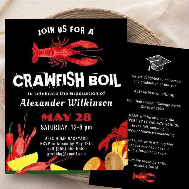 BUDGET Fun Crawfish Boil Graduation BBQ Invitation (Creator Uploaded)
