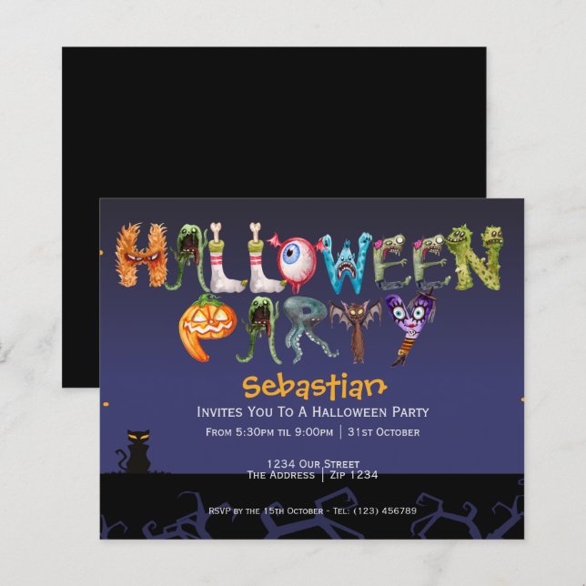 BUDGET Fun Halloween Party Spooky Typography (Front/Back)