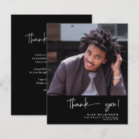BUDGET Fun Script Minimalist Photo Thank You Card