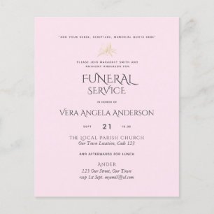 BUDGET Funeral Service Invite With Verse