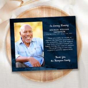 Budget Funeral Thank You Card Blue Marble Sympathy