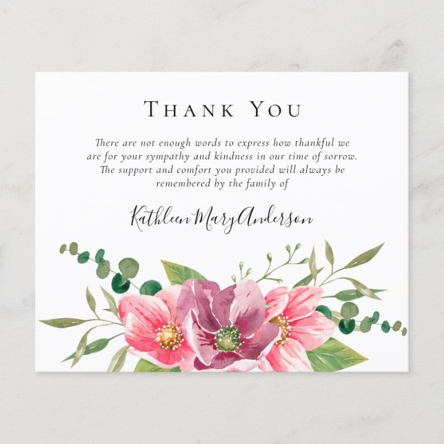 BUDGET Funeral Thank You Card | Flowers (Front)