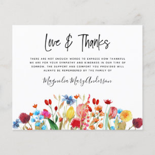 BUDGET Funeral Thank You Card   Modern Wildflower