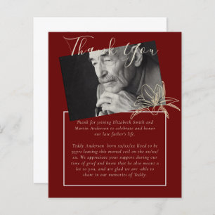 BUDGET Funeral Thank You Photo Burgundy Gold