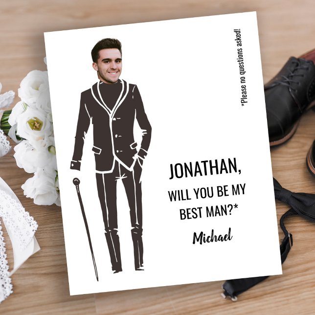 Budget funny photo best man proposal card (Creator Uploaded)