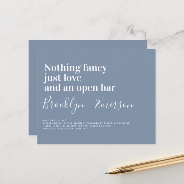 BUDGET Funny Typography Wedding Invitation (Front/Back In Situ)