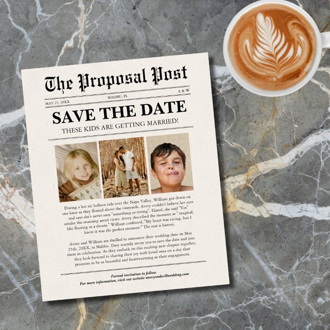 Budget Funny Wedding Newspaper Save The Date Flyer (Creator Uploaded)