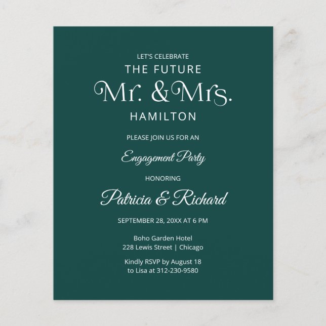 Budget Future Mr & Mrs Engagement Party Invitation (Front)