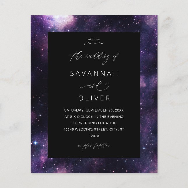 Budget Galaxy Outer Space Wedding Flyer (Front)