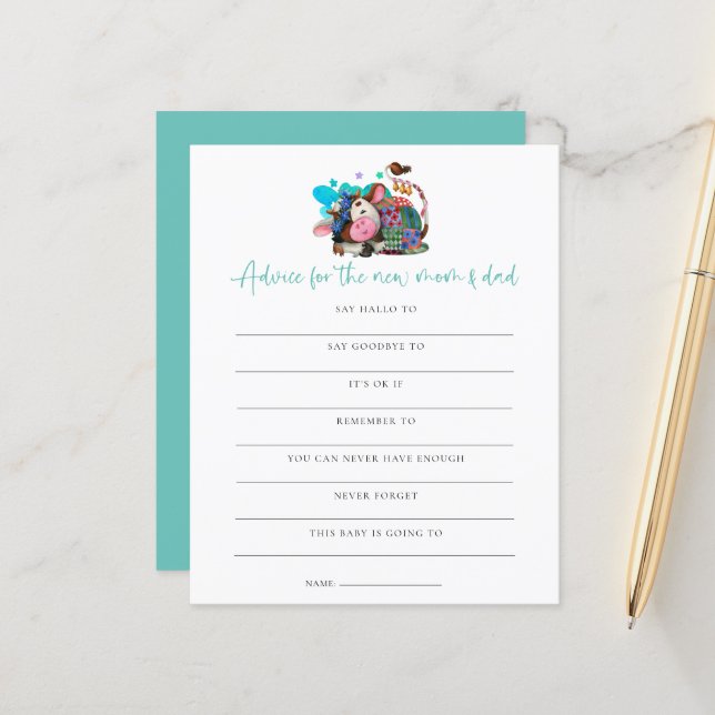 Budget Game Advice New Mum Dad Cow Baby Shower (Front/Back In Situ)